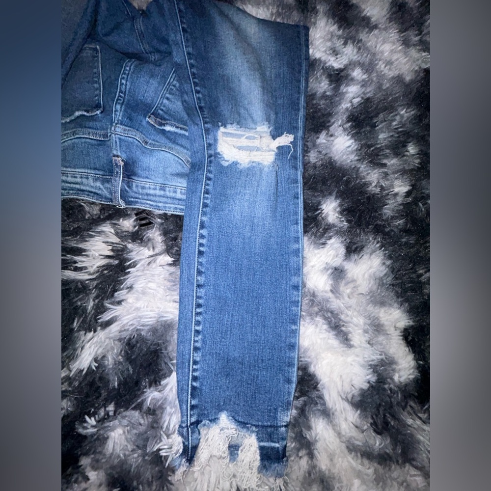 Flying monkey high rise distressed hem skinny jeans size 29 - Picture 2 of 8